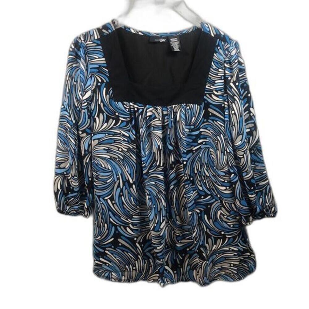 East 5th women blue/black blouse size M